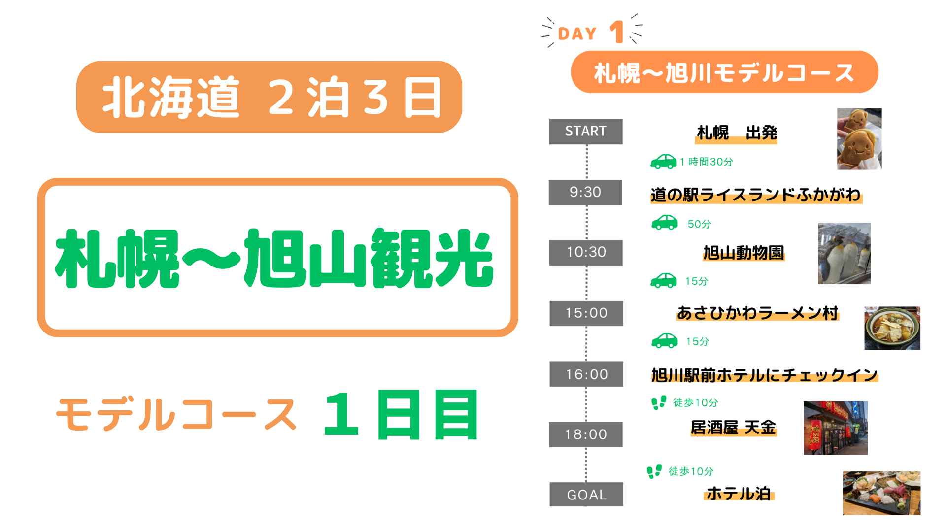 【札幌～旭川】 北海道２泊３日モデルコース １日目